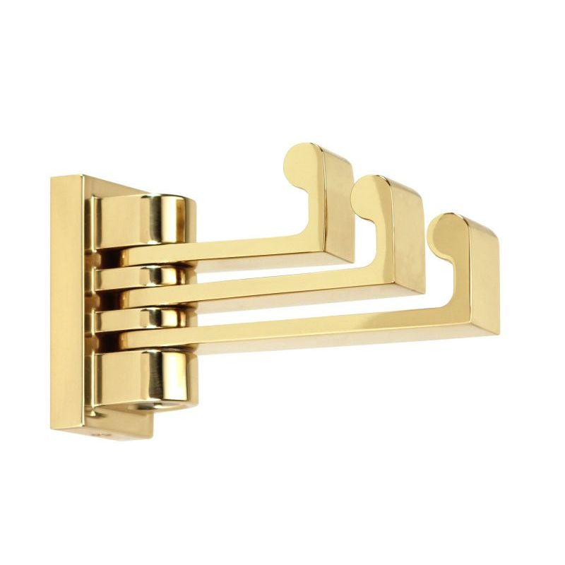 Luna Triple Swivel Robe Hook in Polished Brass
