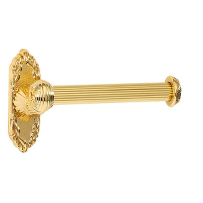 Ribbon & Reed Left Single Toilet Paper Holder in Polished Brass