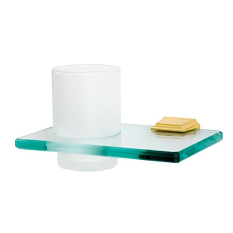 Geometric Tumbler Holder w/Tumbler in Polished Brass