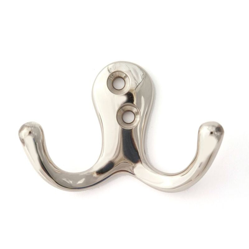 Double Robe Hook in Polished Nickel