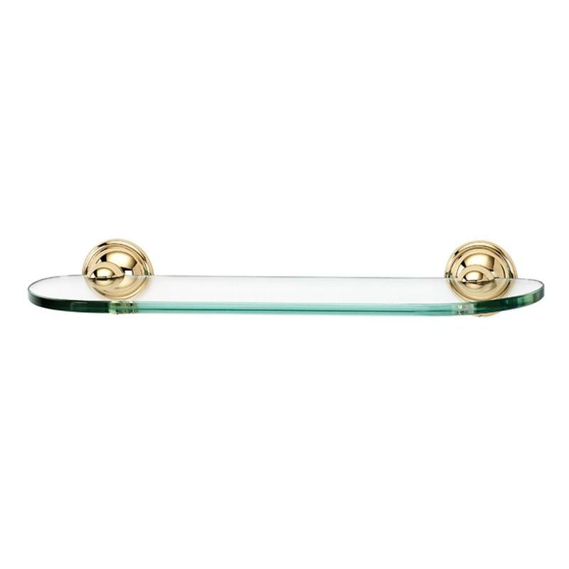 Yale 18" Glass Shelf w/Polished Brass Brackets