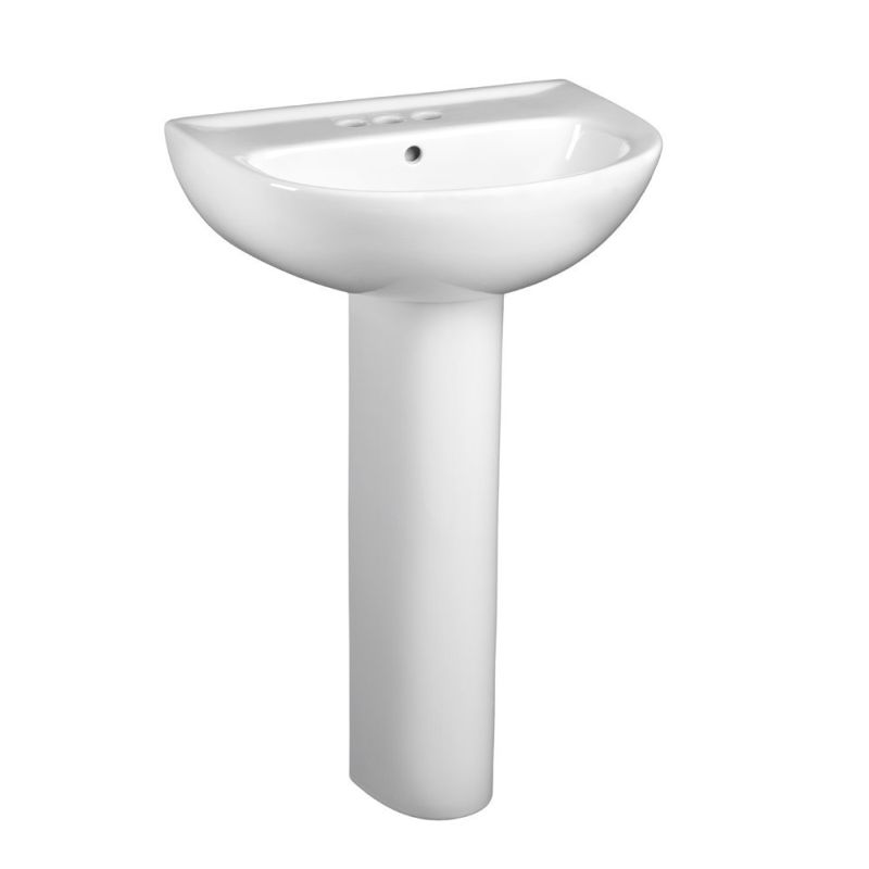 Evolution 22" Pedestal Sink & Base in White w/4" Faucet Holes