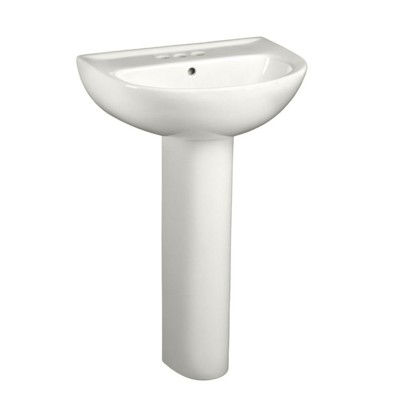 Evolution 24" Pedestal Sink & Base in White w/4" Faucet Holes