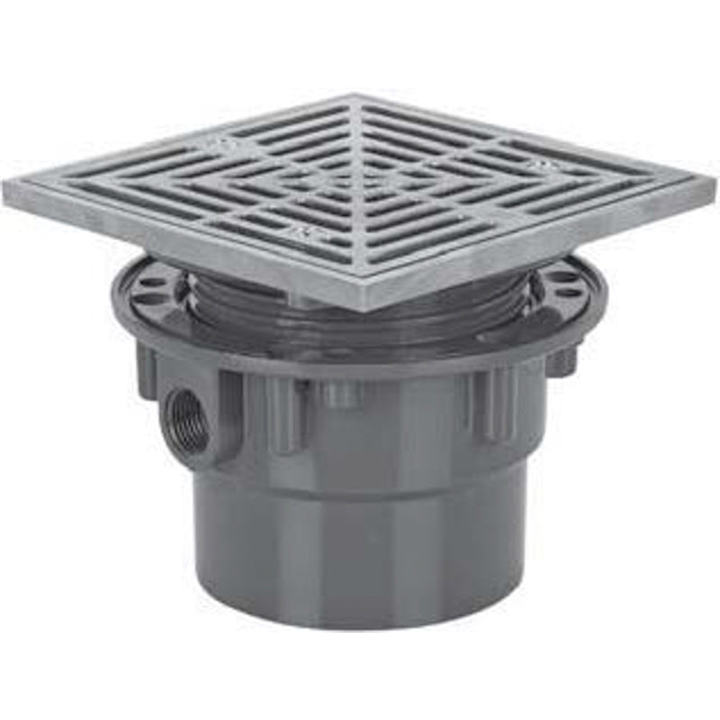 DRAIN 3X4 PVC ADJUSTABLE FLOOR 842-3PNQ SQUARE NICKEL-BRONZE RING STRAINER