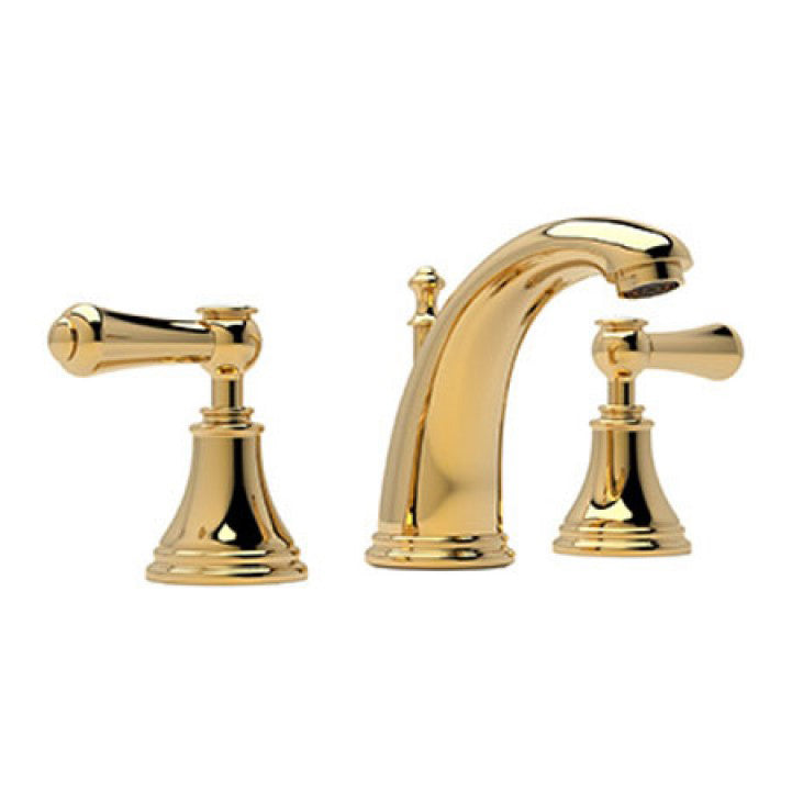 Georgian Widespread Lav Faucet in Gold w/Metal Levers