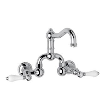 Acqui Wall Mount Bridge Lav Faucet 2-Handles In Polished Chrome
