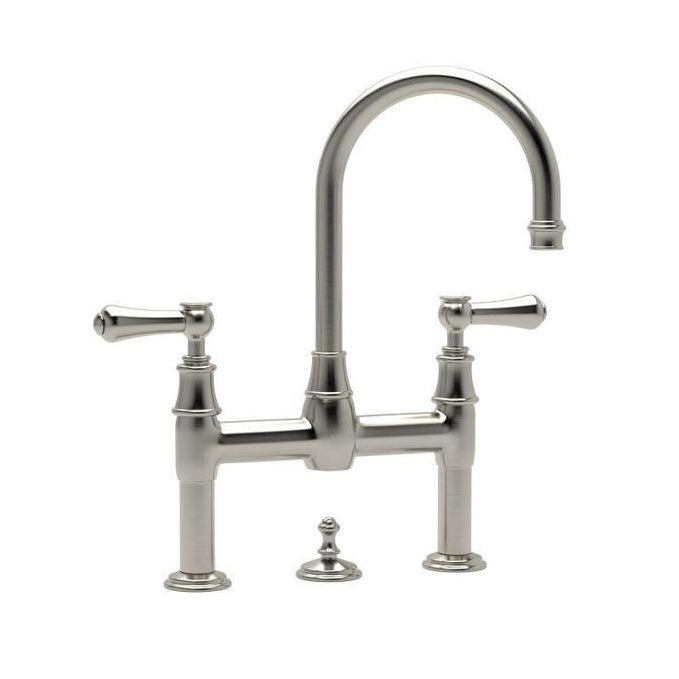 Georgian Era Deck Mount Bridge Lav Faucet 2-Handles In Satin Nickel