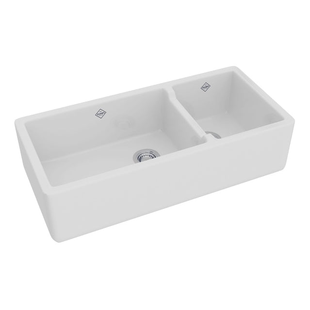 Lancaster 39-1/2x18-1/2x10" Fireclay 1-1/2 Sink in White