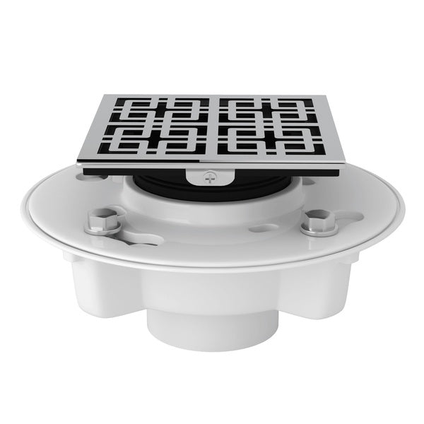 Spa Shower PVC 2x3" Drain Kit w/Weave Decorative Cover in Polished Chrome
