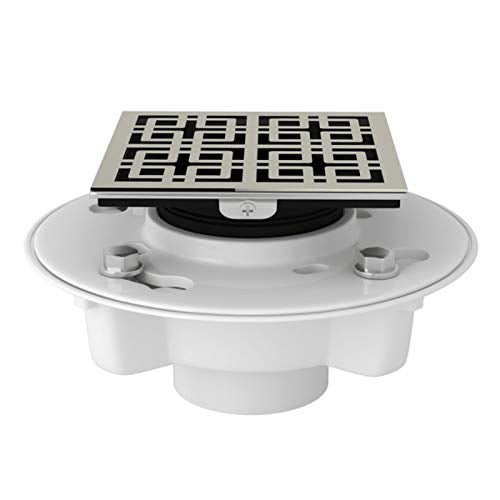 Spa Shower PVC 2x3" Drain Kit w/Weave Decorative Cover in Polished Nickel