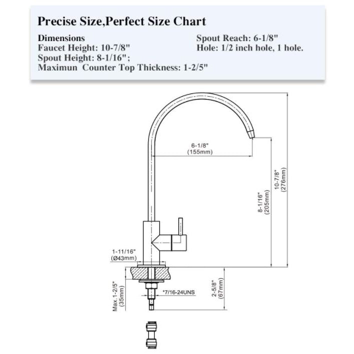 Drinking Water Purifier Faucet in Spot Resist Stainless