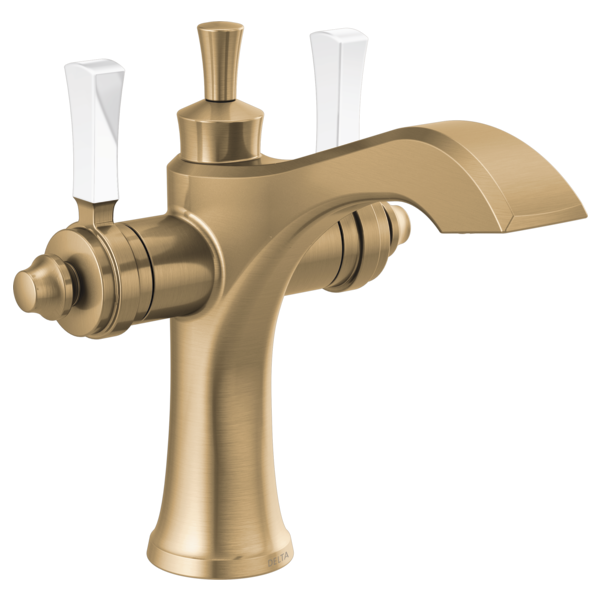 Dorval Single Hole Monoblock Lav Faucet in Champagne Bronze/Porcelain