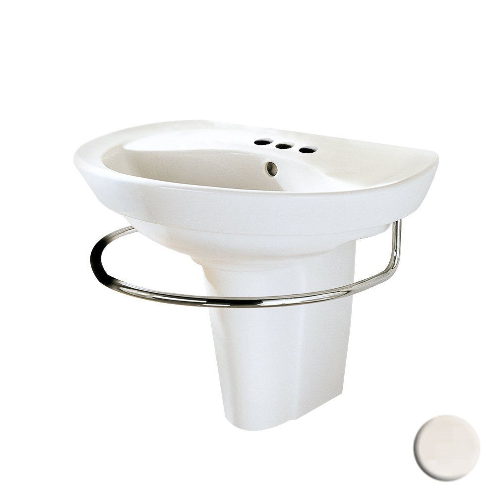 Ravenna Wall Hung Semi-Pedestal Sink in Linen w/4" Faucet Centers