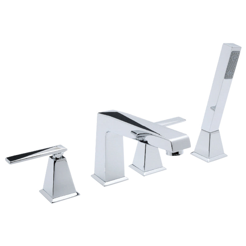 Vincent Deck Mounted Tub Faucet Plus Hand Shower In Polished Chrome