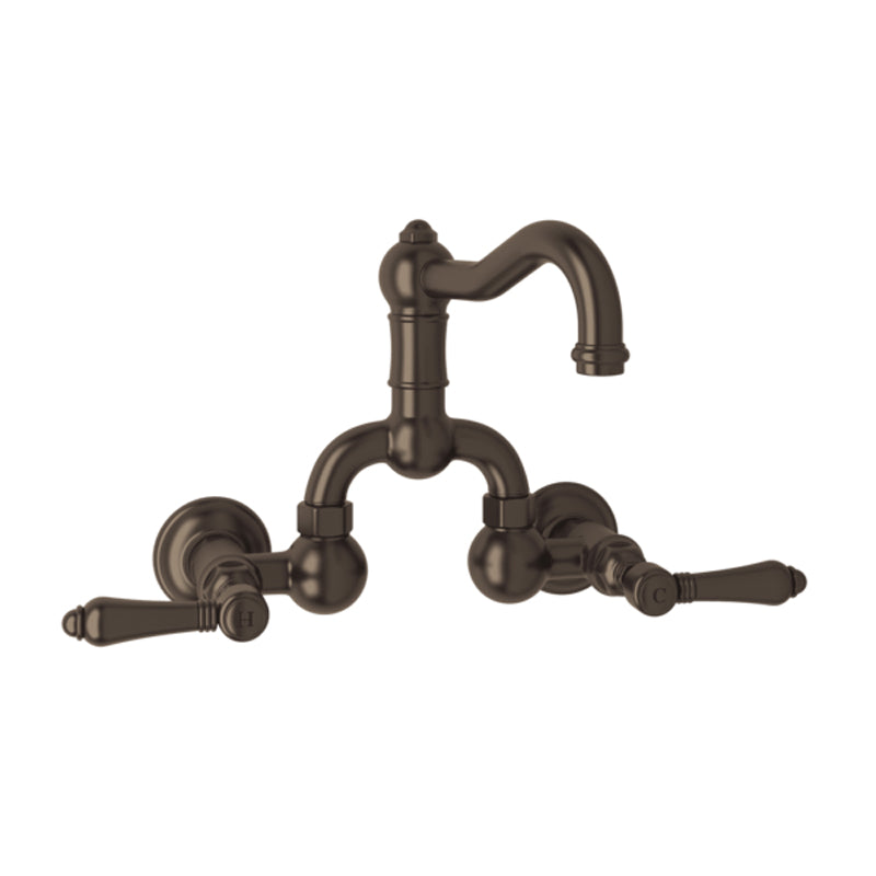 Acqui Wall Mount Bridge Lav Faucet 2-Handles In Tuscan Brass