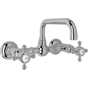Acqui Wall Mount Bridge Lav Faucet 2-Handles In Polished Chrome