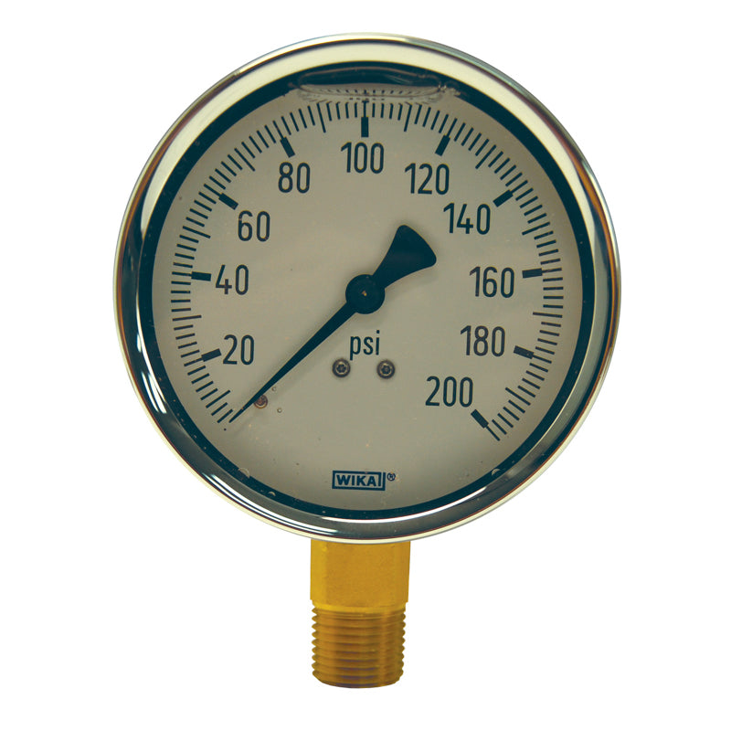 GAUGE 0-160 BRASS GLBR160-4 LIQUID FILLED - 4 FACE - LOWER MOUNT