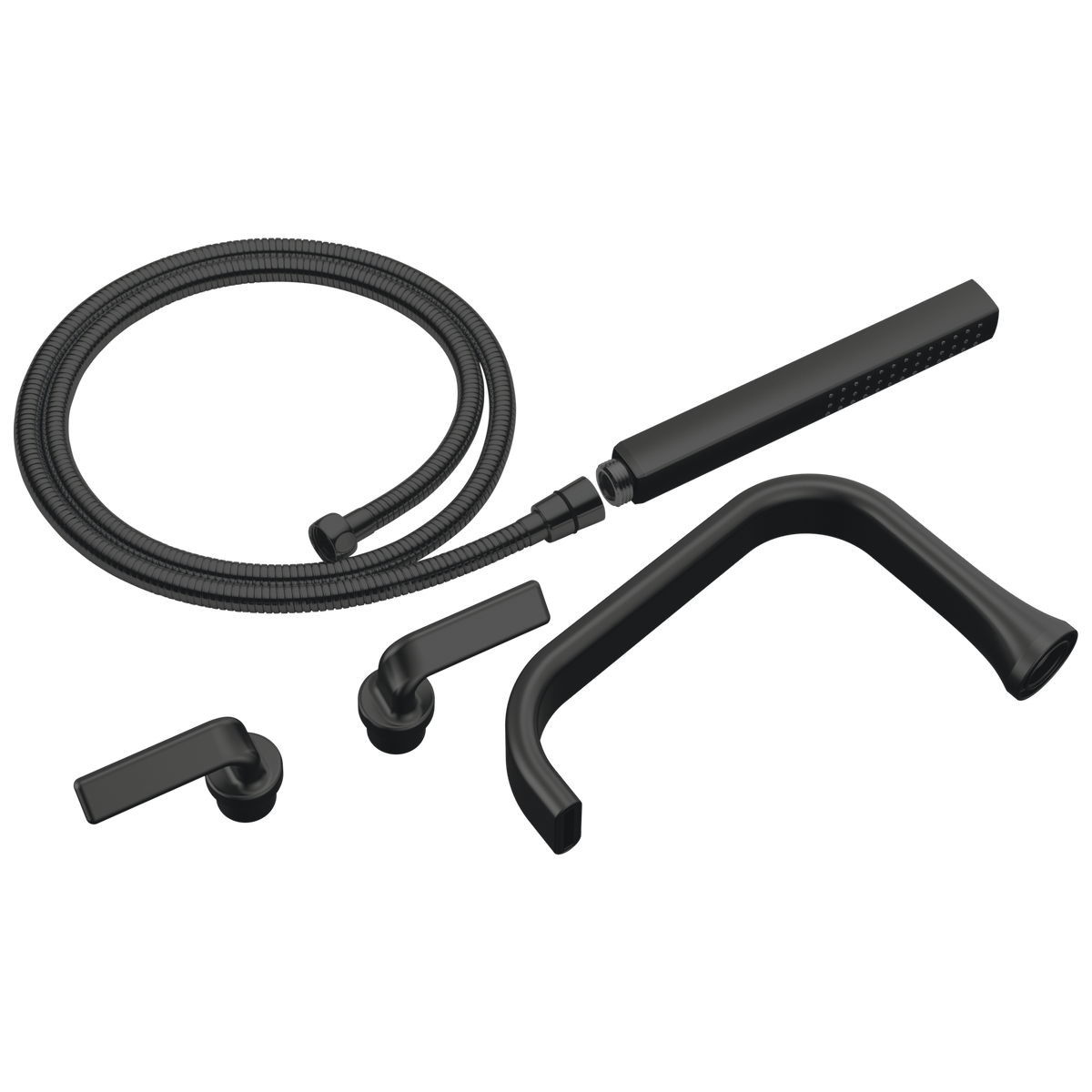 Allaria Tub Filler Trim Kit w/Twist Lever Hdls in Matte Black