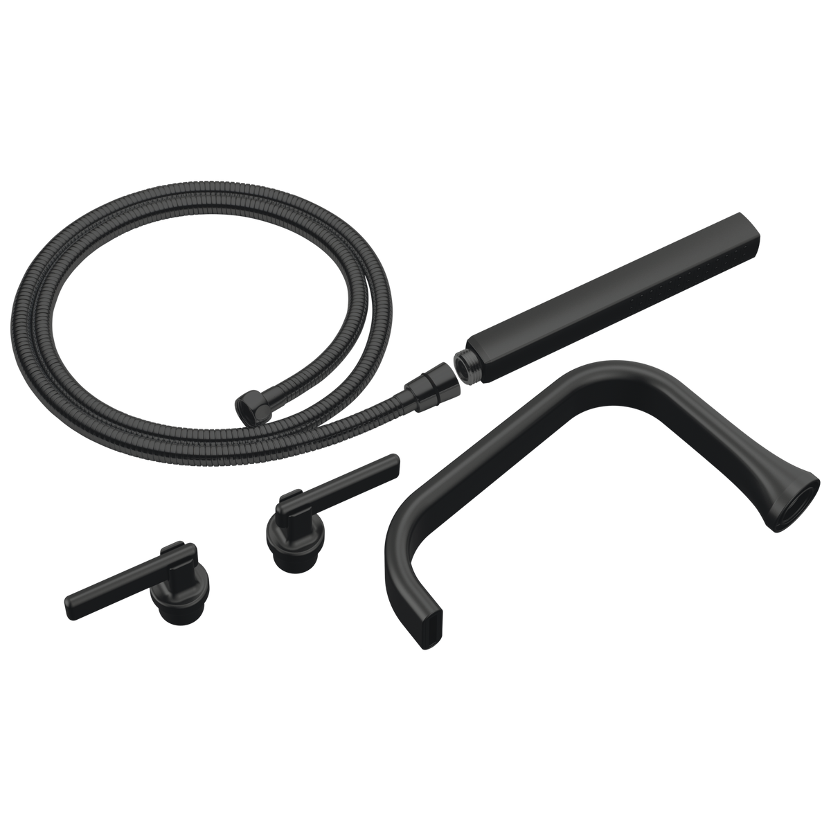Allaria Tub Filler Trim Kit w/Twist Lever Hdls in Matte Black