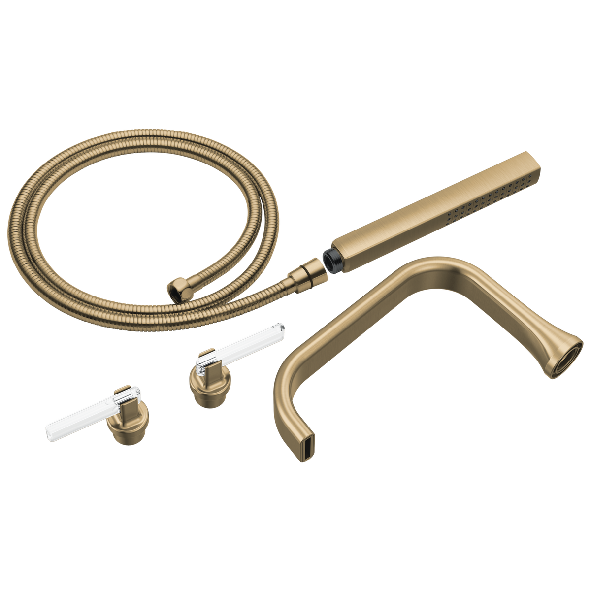 Allaria Tub Filler Trim Kit w/Lever Hdls in Luxe Gold/Clear Acrylic