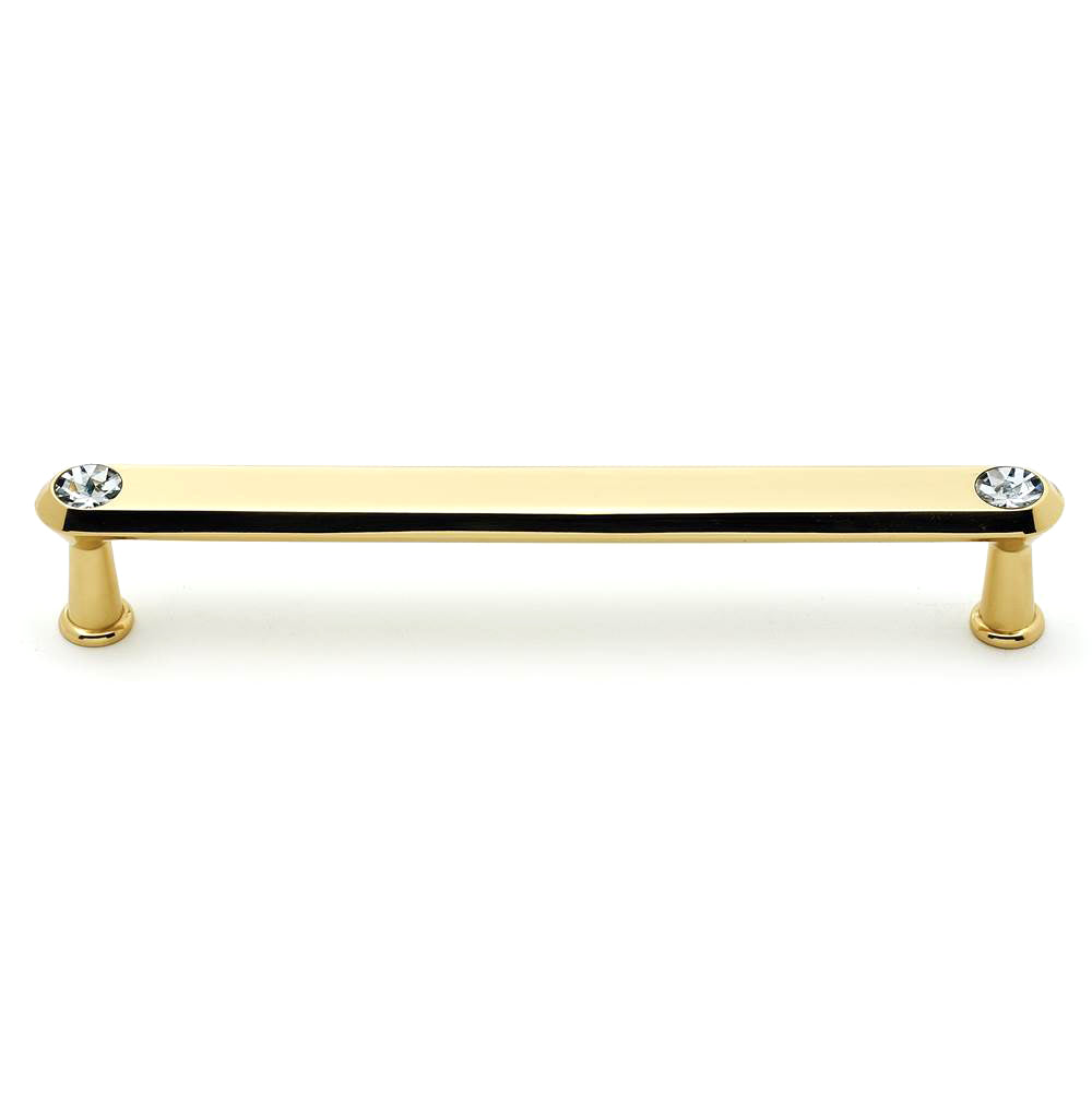 Crystal 6" Pull w/Polished Brass Finish