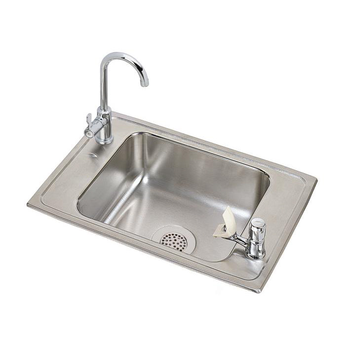 Celebrity 25x17x6-7/8" Stainless Steel Single Bowl Classroom Sink & Faucet w/Bubbler Kit