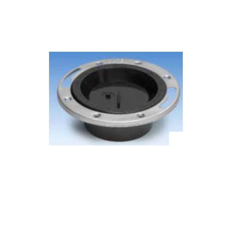 CLOSET FLANGE 3-4" ABS LEVEL-FIT 43496 W/STAINLESS STEEL RING W/ TEST CAP