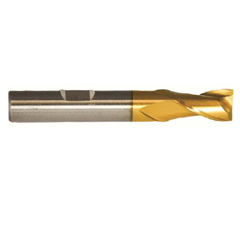 End Mill 1" 2-Flute Single End Center Cutting HSS TiN