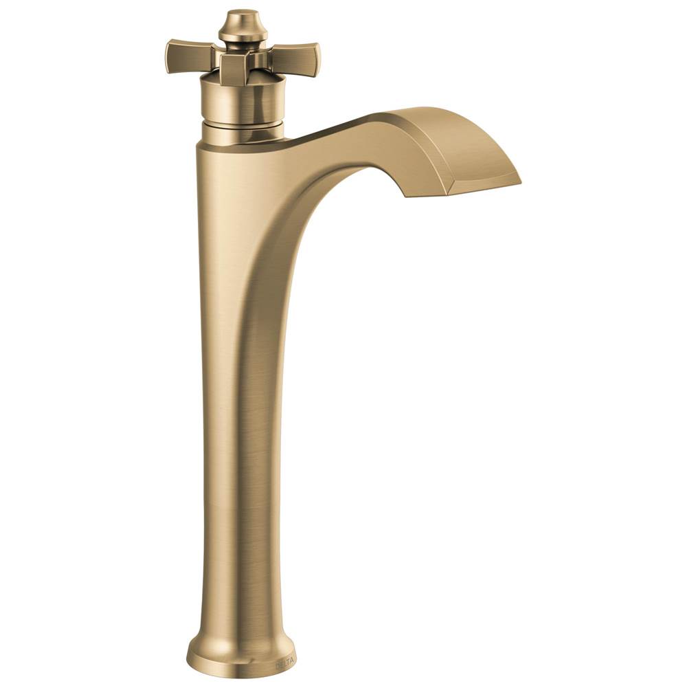 Dorval Single Cross Handle Vessel Faucet in Champagne Bronze