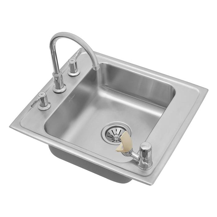 22x19-1/2x7-1/2" Stainless Steel Single Bowl Classroom Sink & Faucet w/Bubbler Kit