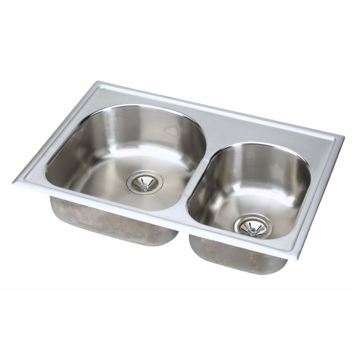 Elumina 33x22x8-3/8" Stainless Steel Double Bowl Sink 0 Hole