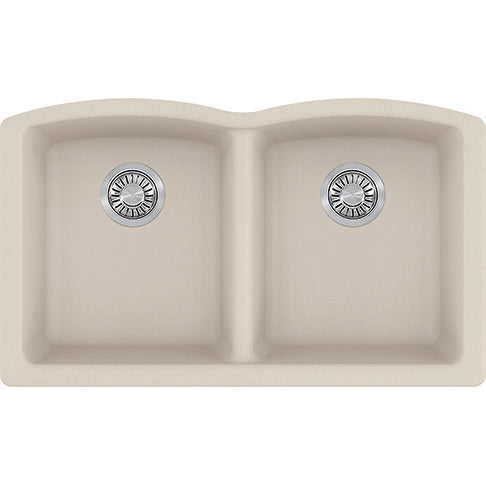 Ellipse 33x19-3/4x9" Granite Double Bowl Sink in Champagne
