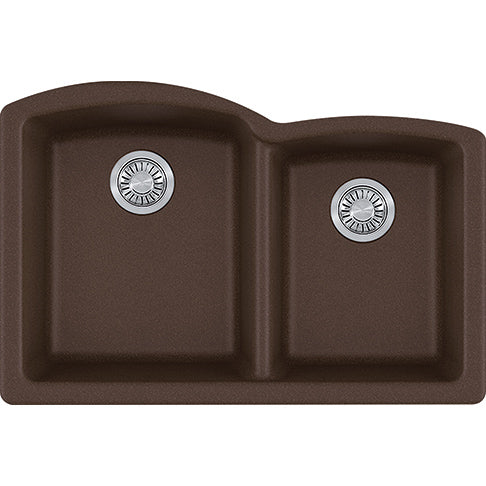 Ellipse 33x21-3/4x9" Granite Double Bowl Sink in Mocha