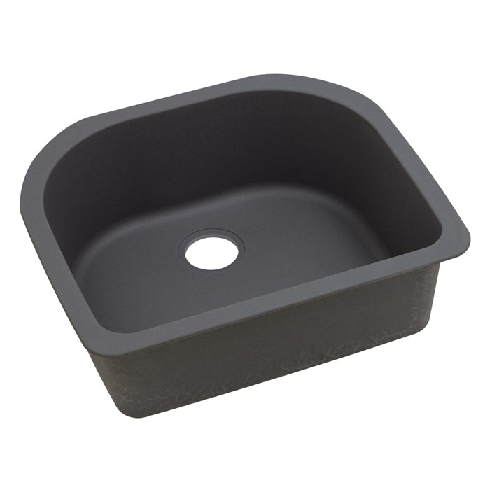 Quartz Luxe 25x22x8-1/2" Single Bowl Kitchen Sink, Charcoal