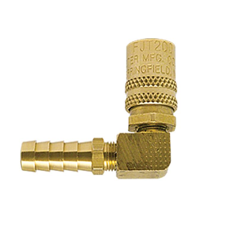 SOCKET 1/4X3/8 ID BRASS - FS216 90 DEG. HOSE STEM - STRAIGHT THRU
