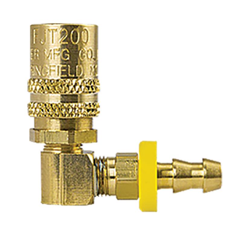SOCKET 1/4X3/8 ID BRASS - FS216P 90 DEG. PUSH-ON HOSE STEM