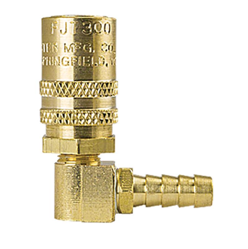 SOCKET 3/8X3/8 ID BRASS - FS316 90 DEG. HOSE STEM - STRAIGHT THRU