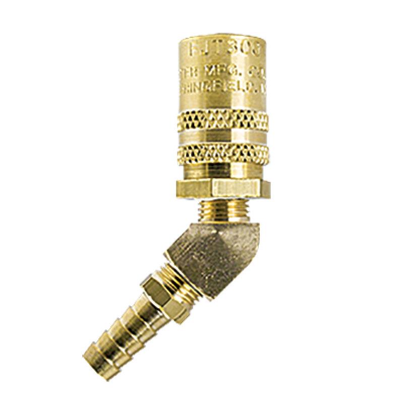 SOCKET 3/8X1/2 ID. BRASS - FS328 45 DEG. HOSE STEM - STRAIGHT THRU