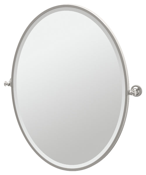 Tavern 25x33" Pivot Framed Large Oval Mirror in Satin Nickel