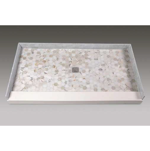 Pre-Tile Shower Base 60x32x4" w/Center Drain in Hexagon Off-White