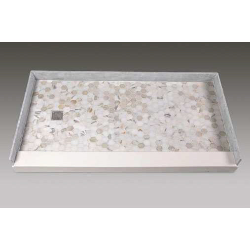 Pre-Tile Shower Base 60x36x4" w/Left Drain in Hexagon Off-White