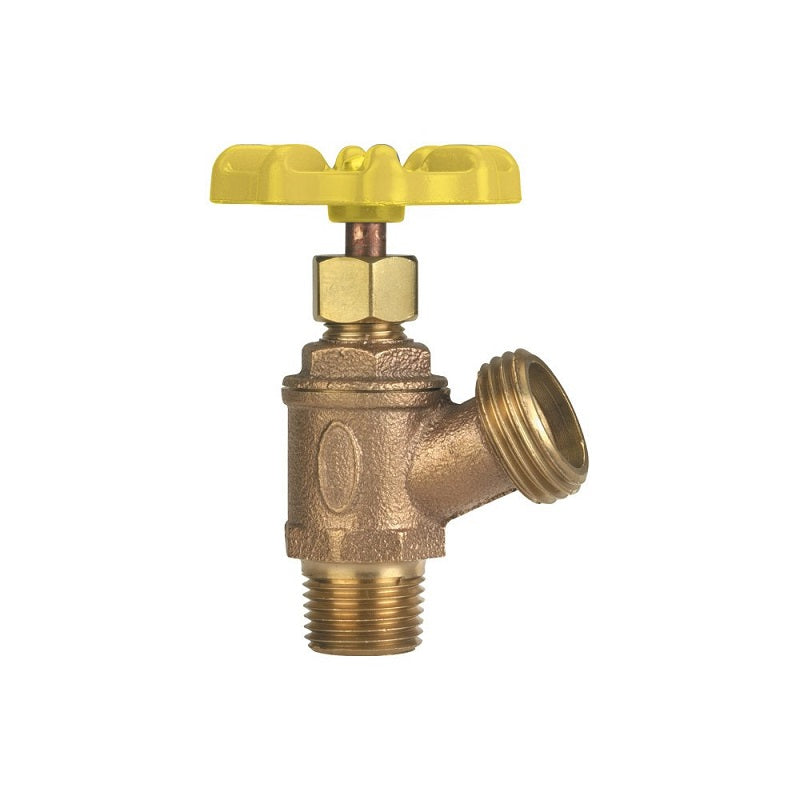 Boiler Drain 3/4" MPT or 1/2" FPT Brass Male Heavy Duty Max Pressure 125 PSI