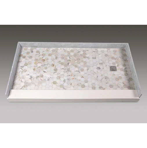 Pre-Tile Shower Base 60x36x4" w/Right Drain in Hexagon Off-White