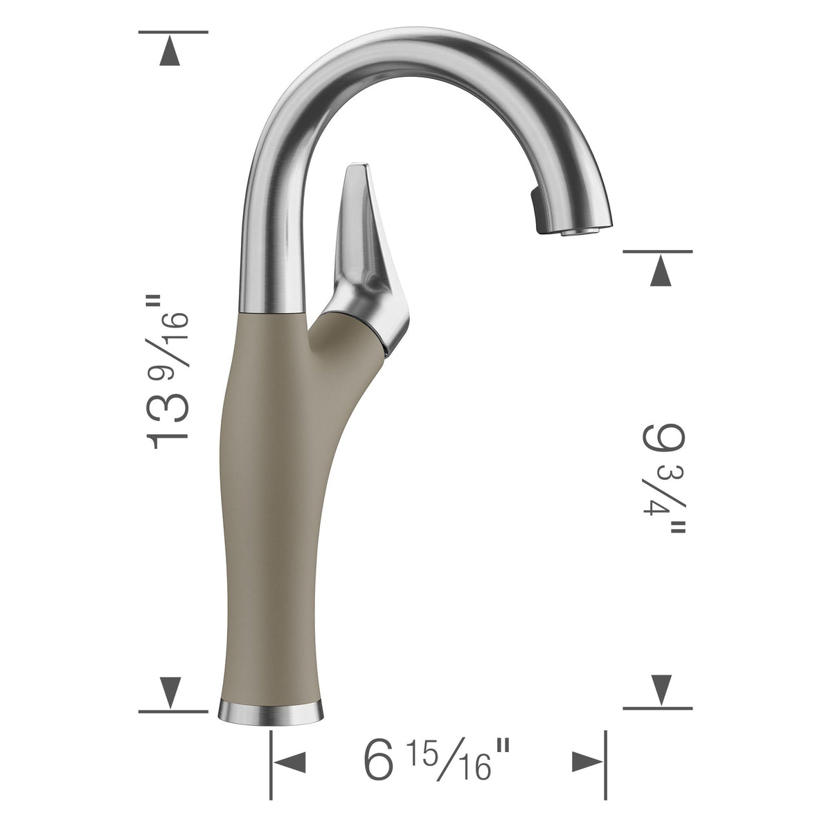 Artona Single Hole Bar Faucet in PVD Steel/Truffle, 1.5gpm