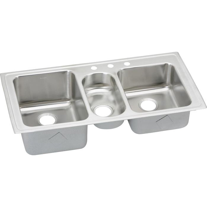 Lustertone 43x22x10" Stainless Steel Triple Bowl Sink 3 Hole