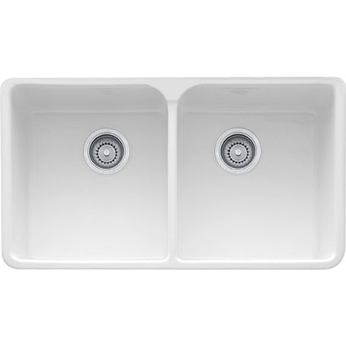 Manor House 35-5/8x21-7/8x8-5/8" Dbl Bowl Apron Sink White