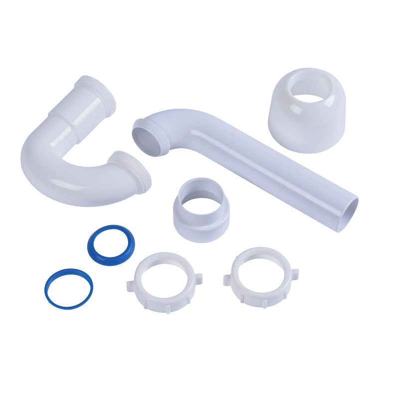 P TRAP 1-1/2 PVC - P9702DFB W/PVC ELBOW, SOLVENT WELD ADAPTER & DEEP FLANGE