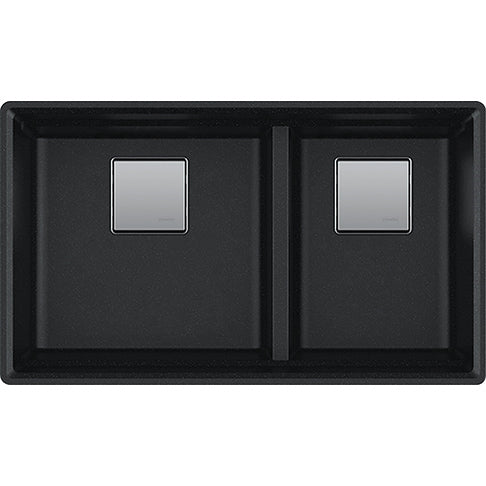 Peak 32x18-3/4x9-1/2" Granite Double Bowl Sink in Onyx