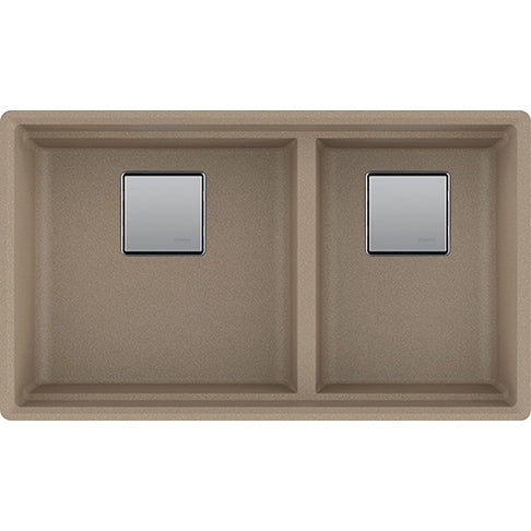 Peak 32x18-3/4x9-1/2" Granite Double Bowl Sink in Oyster
