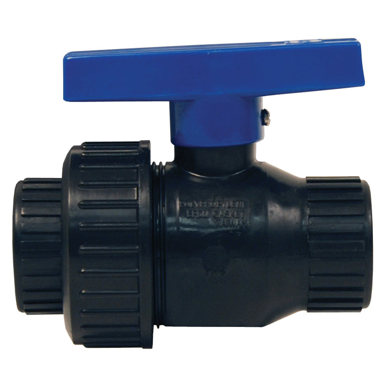 BALL VALVE 1-1/2 FNPT POLY SUBV150- SNGL UNION- FULL PORT Max Pressure 125 PSI